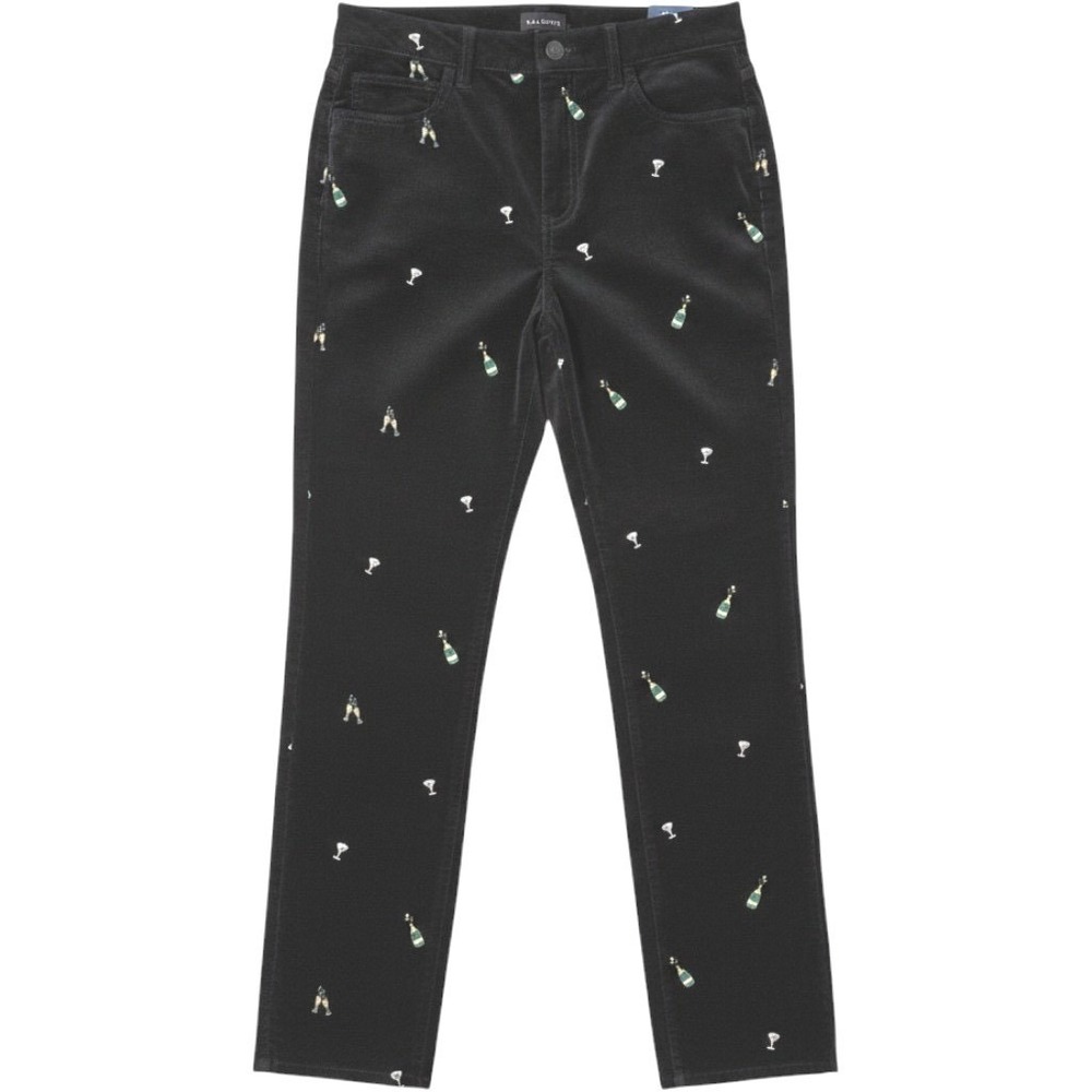 Talbots Velveteen Straight Leg Pant Black Embroidered Champagne Pop NWT - Size 4